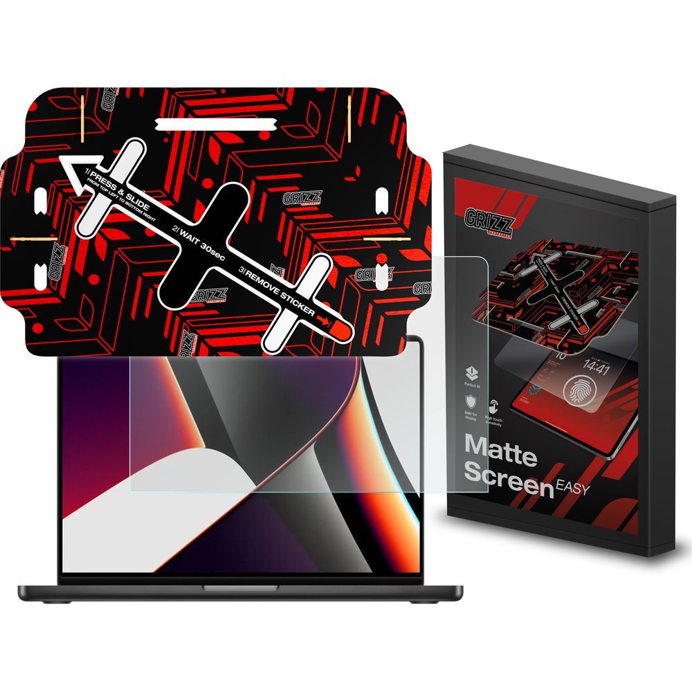 Folia matowa z aplikatorem na ekran Grizz MatteScreen Easy do Apple MacBook Pro 14 2024 (A3112, A3401, A3185) [M4 / M4 Pro / M4 Max]